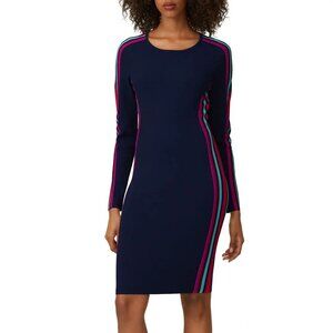 Milly Racer Stripe Navy Blue Long Sleeve Mini Dress
